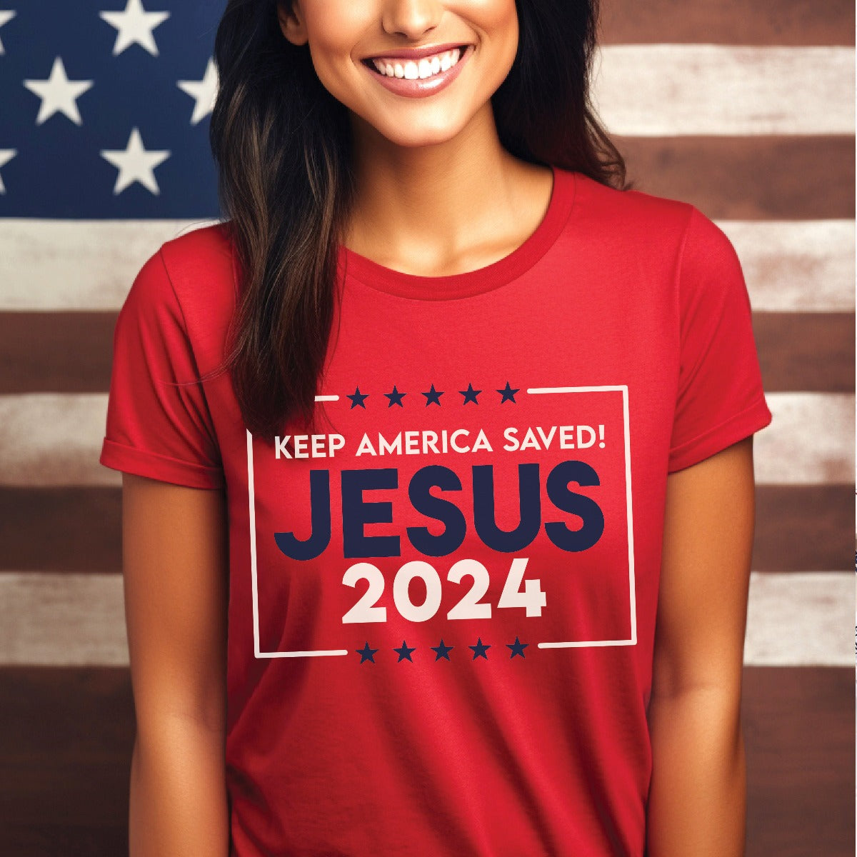 Patriotic Jesus 2024 Keep America Saved God & Country Unisex T-Shirt