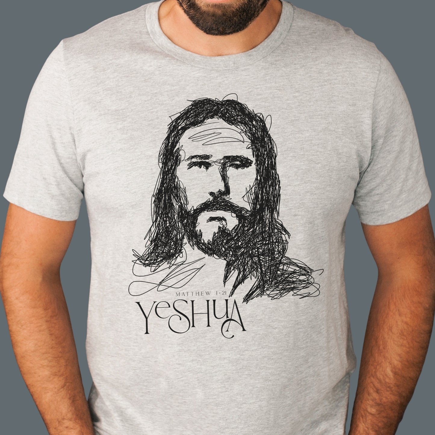 YESHUA Face of Jesus Scribble Drawing Unisex T-Shirt