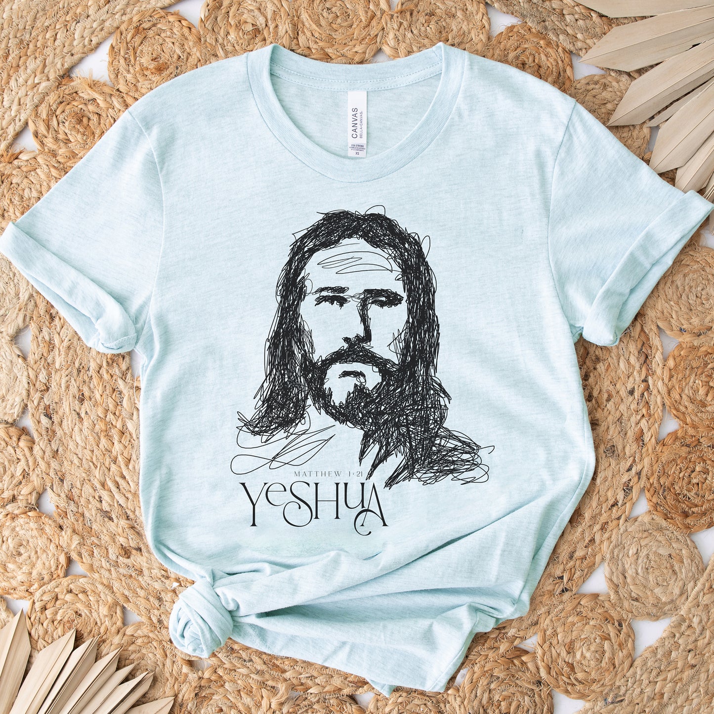 YESHUA Face of Jesus Scribble Drawing Unisex T-Shirt