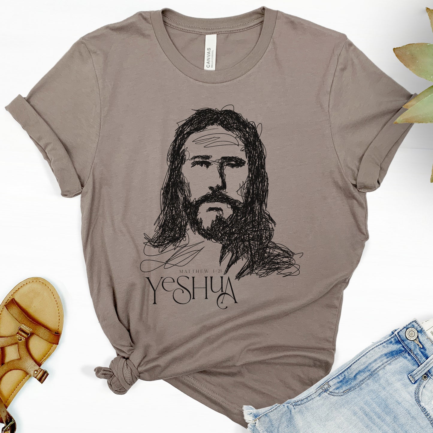 YESHUA Face of Jesus Scribble Drawing Unisex T-Shirt