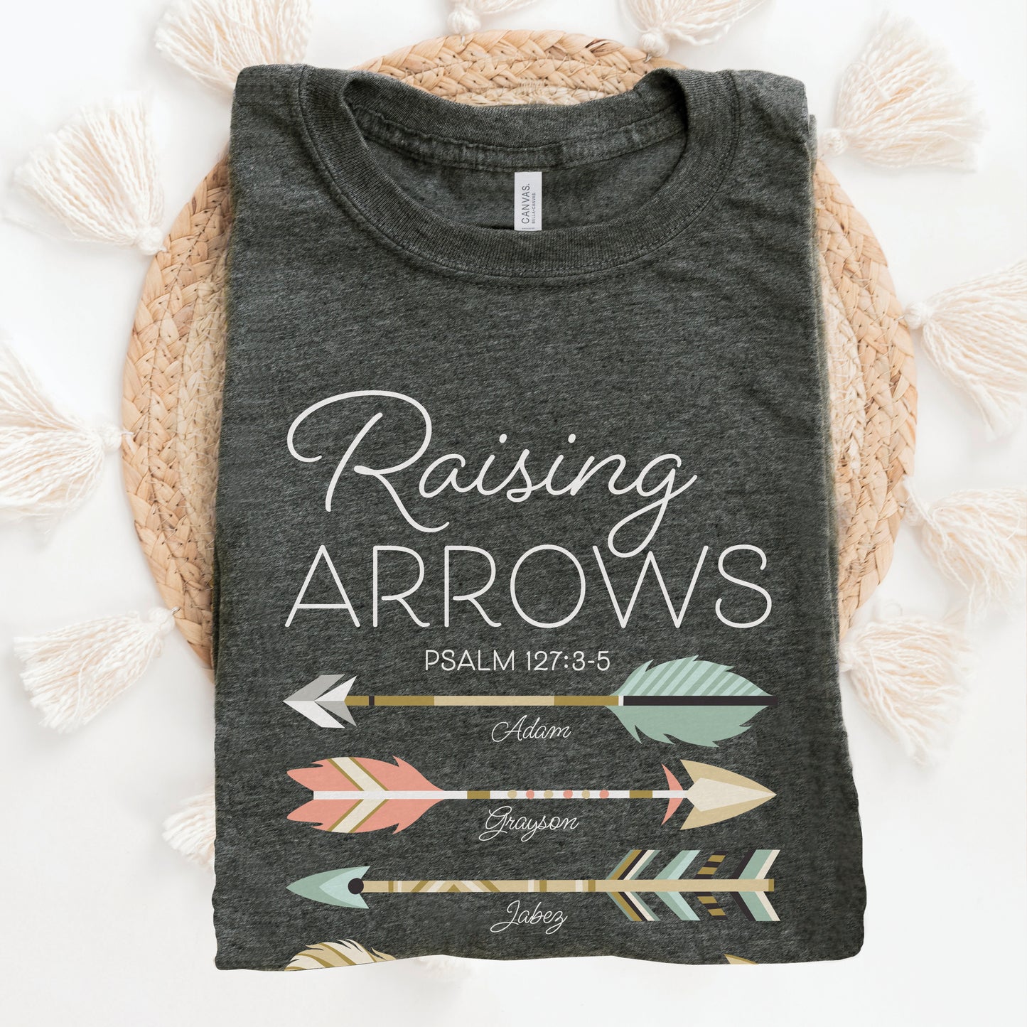 Personalized Names Raising Arrows Psalm 127:3-5 Mom T-Shirt