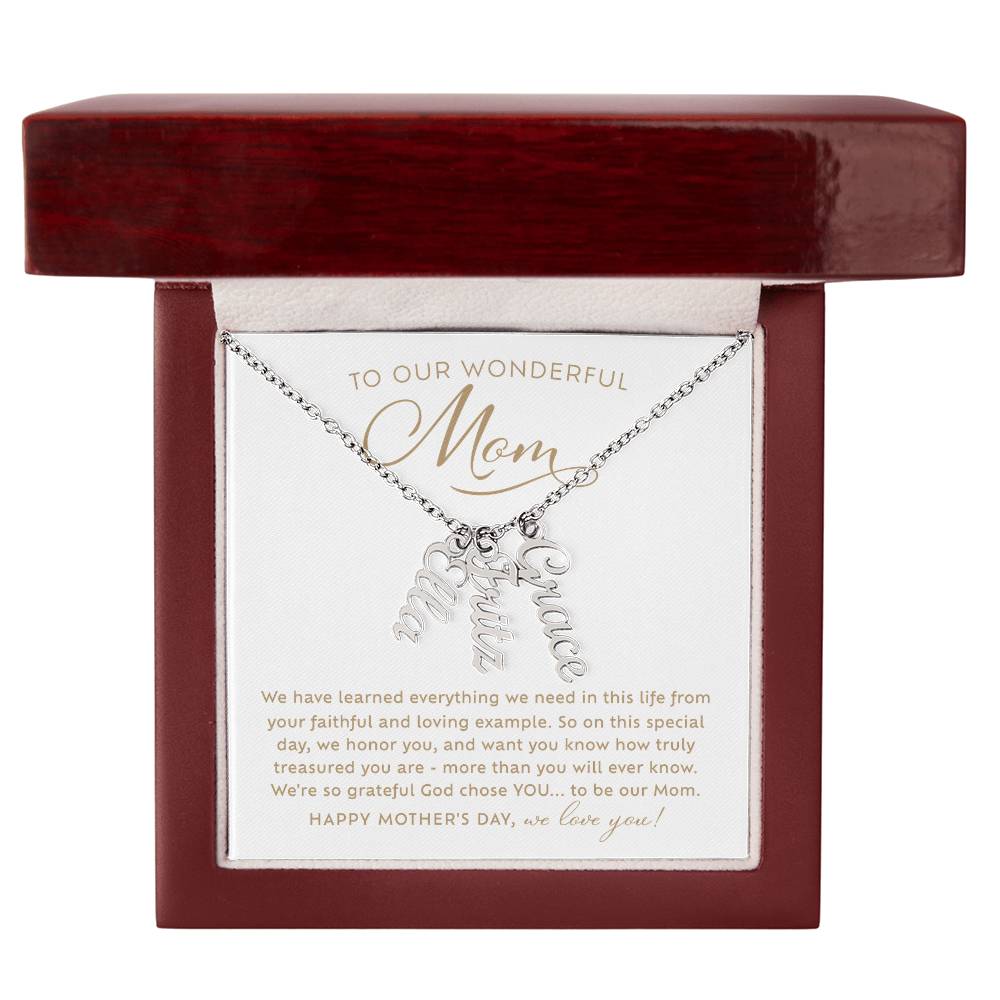 Multi-Kids Name Necklace Faith-Based Mother's Day Gift for Our Mom