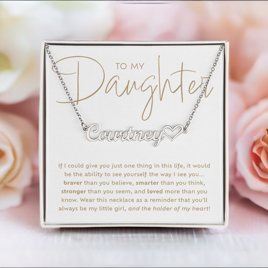 Daughter - Holder Of My Heart Personalized Heart Name Necklace Gift