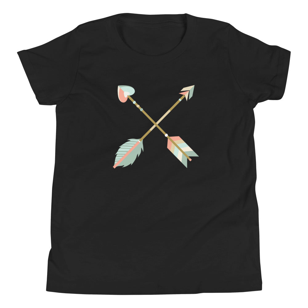 Youth kids black boho arrows Christian faith-based t-shirt, matching mommy-and-me women's Mom family tee