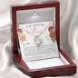 Forever Love White Gold Heart Necklace Gift for Mom with a floral Christian God quote message card that says To My Beautiful Mom, perfect for Mother's Day, in luxury LED light jewelry gift box