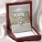 Forever Love white gold cubic zirconia heart pendant necklace gift for military Mom with jewelry camo message card, To My Mom From Your Son, for Mother's Day, Birthday or holiday present, with luxury mahogany LED light gift box