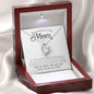 Happy Mother's Day Mom Forever Love Heart Silver Necklace Gift with heartfelt and funny message card that says, thank you I love you more, the end, I win, from your favorite child with luxury LED light jewelry gift box