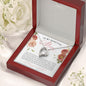 Forever Love White Gold Heart Necklace Gift for Mom with a floral Christian God quote message card that says To My Beautiful Mom, perfect for Mother's Day, in luxury LED light jewelry gift box