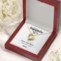 Forever Love Heart Pendant Yellow Gold and Cubic Zirconia Necklace Gift for Daughter with printed message card that says "To My Daughter - I Love You More. The end. I win. Love, Mom" in Luxury LED light mahogany jewelry gift box - perfect for birthday, Mother's Day, or Holiday present