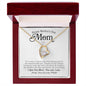 Happy Mother's Day Mom Forever Love Heart Gold Necklace Gift with heartfelt and funny message card that says, thank you I love you more, the end, I win, from your favorite child with luxury mahogany LED light jewelry gift box