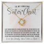 Sister in Christ Pendant Gold & Silver Necklace Unique Gift Ideas for Sister Friends Best Bible Verse Scripture Quote Gift for Friend