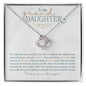 Love Knot Necklace Gift for Granddaughter in white gold with heart-felt message card that says you are braver, stronger, smarter, and more loved than you know, believe in yourself as I believe in you, in jewelry gift box