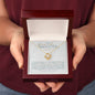 Love Knot Necklace Gift for Granddaughter in gold with heart-felt message card that says you are braver, stronger, smarter, and more loved than you know, believe in yourself as I believe in you, in luxury LED light jewelry gift box