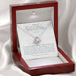Love Knot Necklace Gift for Granddaughter in white gold with heart-felt message card that says you are braver, stronger, smarter, and more loved than you know, believe in yourself as I believe in you, in luxury LED light jewelry gift box