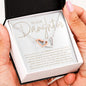 To Our Daughter necklace gift, 2 interlocking hearts necklace in rose gold and surgical steel with personalized heartfelt message card from mom and dad, with jewelry gift box
