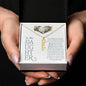Personalized Vertical Name Necklace Gift for Daughter in gold finish with floral heart and message card Braver than you believe, Stronger than you seem, smarter than you think, loved more than you know, in jewelry gift box