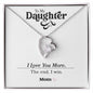 Forever Love Heart Pendant White Gold and Cubic Zirconia Necklace Gift for Daughter with printed message card that says "To My Daughter - I Love You More. The end. I win. Love, Mom" with jewelry gift box - perfect for birthday, Mother's Day, or Holiday present