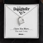 Forever Love Heart Pendant White Gold and Cubic Zirconia Necklace Gift for Daughter with printed message card that says "To My Daughter - I Love You More. The end. I win. Love, Mom" with jewelry gift box - perfect for birthday, Mother's Day, or Holiday present