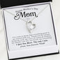 Happy Mother's Day Mom Forever Love Heart Silver Necklace Gift with heartfelt and funny message card that says, thank you I love you more, the end, I win, from your favorite child with jewelry gift box