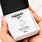 Forever Love Heart Pendant White Gold and Cubic Zirconia Necklace Gift for Daughter with printed message card that says "To My Daughter - I Love You More. The end. I win. Love, Mom" with jewelry gift box - perfect for birthday, Mother's Day, or Holiday present