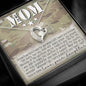 Forever Love white gold silver cubic zirconia heart pendant necklace gift for military Mom with jewelry camo message card, To My Mom From Your Son, for Mother's Day, Birthday or holiday present, gift box included
