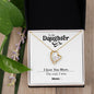 Forever Love Heart Pendant Yellow Gold and Cubic Zirconia Necklace Gift for Daughter with printed message card that says "To My Daughter - I Love You More. The end. I win. Love, Mom" in jewelry gift box - perfect for birthday, Mother's Day, or Holiday present