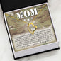 Forever Love gold and cubic zirconia heart pendant necklace gift for military Mom with jewelry camo message card, To My Mom From Your Son, for Mother's Day, Birthday or holiday present, gift box included