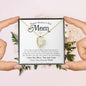 Happy Mother's Day Mom Forever Love Heart Gold Necklace Gift with heartfelt and funny message card that says, thank you I love you more, the end, I win, from your favorite child with jewelry gift box