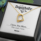 Forever Love Heart Pendant Yellow Gold and Cubic Zirconia Necklace Gift for Daughter with printed message card that says "To My Daughter - I Love You More. The end. I win. Love, Mom" in jewelry gift box - perfect for birthday, Mother's Day, or Holiday present