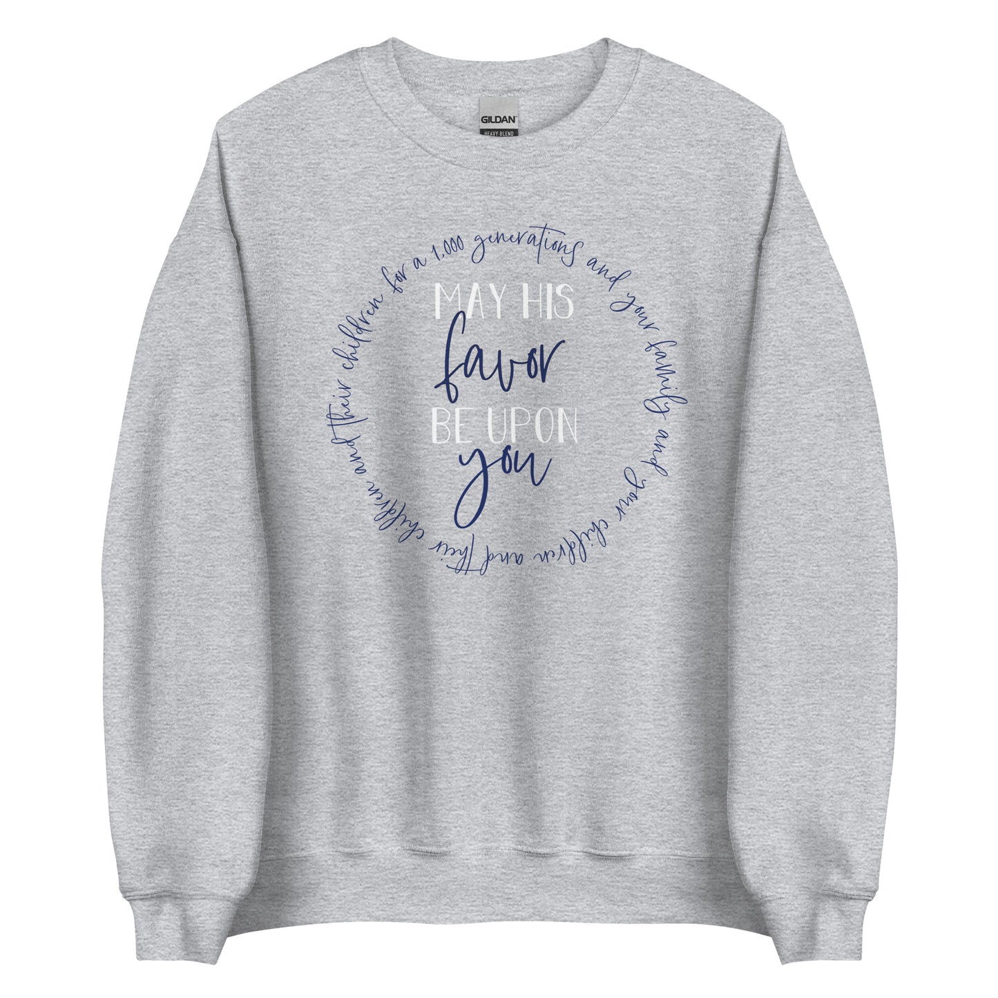 May His Favor Be Upon You family & children Numbers 6 The Blessing Christian aesthetic circle design printed on cozy heather sport gray unisex crewneck shirt for women