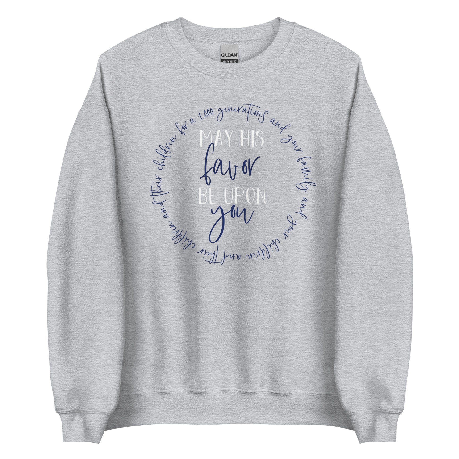 May His Favor Be Upon You family & children Numbers 6 The Blessing Christian aesthetic circle design printed on cozy heather sport gray unisex crewneck shirt for women