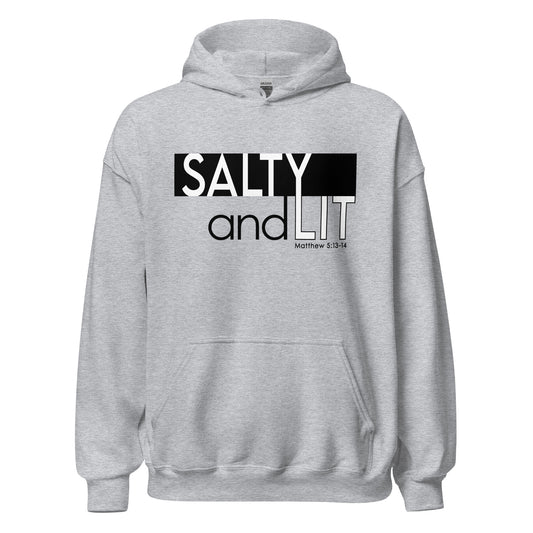 Funny Christian aesthetic Salty And Lit Matthew 5:13-14 bible verse unisex heather gray cozy hoodie for men and women