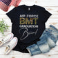 Black Air Force BMT Graduation Bound t-shirt with patriotic camouflage pattern for basic military training graduation BMT I shop travel outfit and t-shirts for proud Air Force Mom & Dad to head to Lackland AFB in style