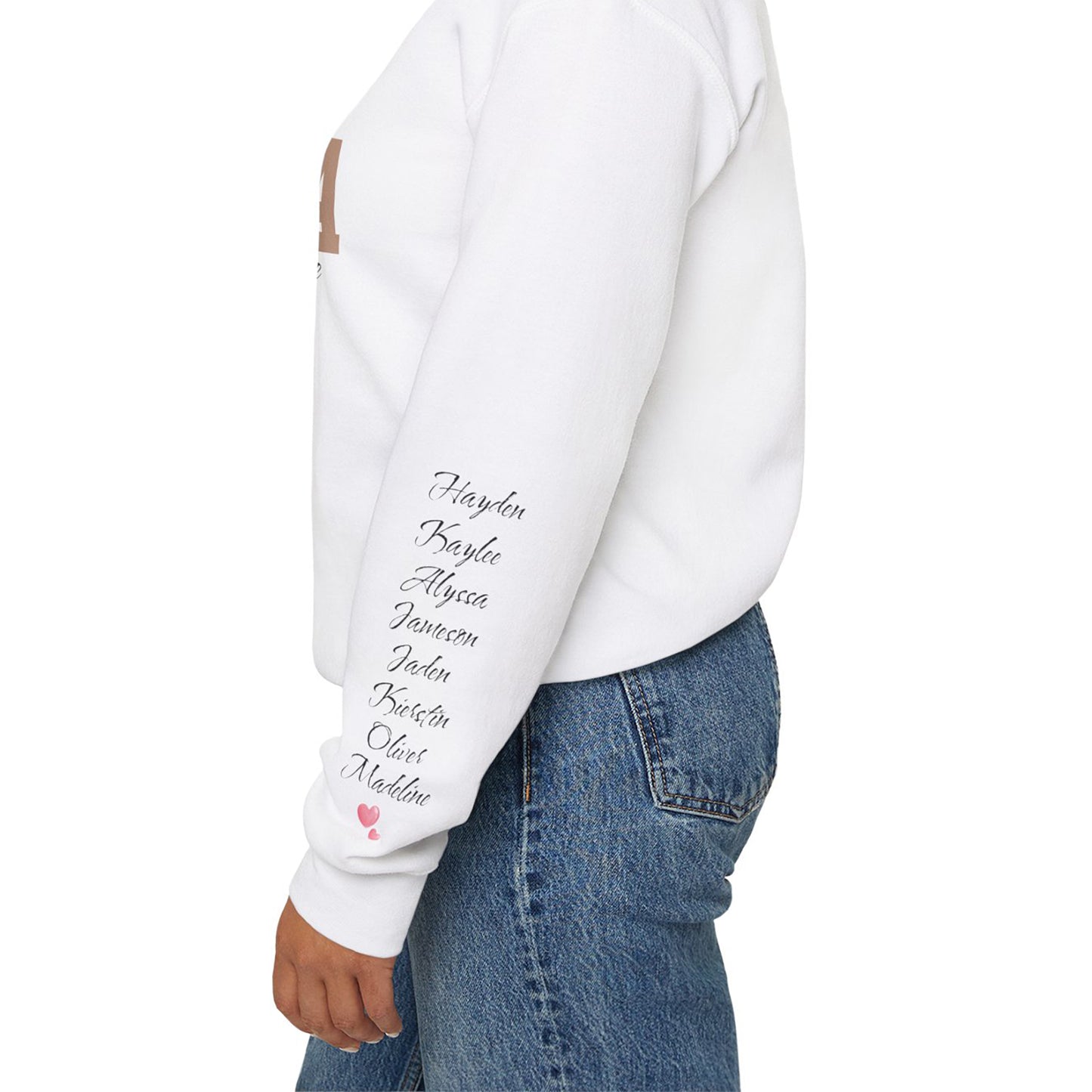 GRANDMA Personalized Grandchildren Names Sleeve Sweatshirt