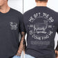 Heather Dark Gray men's Christian t-shirt with Luke 15 He Left the 99 To Come Find Me verse and Psalm 23 The Lord is My Shepherd scripture and  Sheep illustration printed on front and back side in white with hebrew Jesus Yeshua