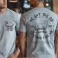 Athletic heather gray men's Christian t-shirt with Luke 15 He Left the 99 To Come Find Me verse and Psalm 23 The Lord is My Shepherd scripture and  Sheep illustration printed on front and back side in black with hebrew Jesus Yeshua