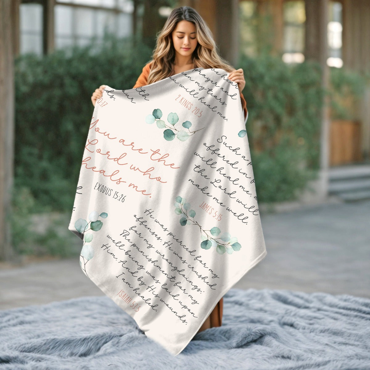 Christian prayer blanket, shawl, orders throw, or lap robe in three styles, with scripture verses in soft micro-mink fleece, 36 x 58