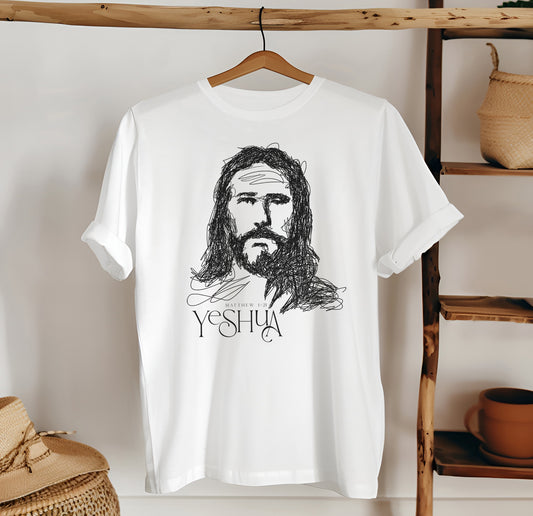 YESHUA Face of Jesus Scribble Drawing Unisex T-Shirt
