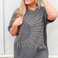 The Names of God Hebrew Christian Old Testament Bible List Sunshine T-Shirt, printed in gold and white on Asphalt Medium Gray Bella-Canvas 3001 t-shirt, women's soft unisex fit regular and plus size tee