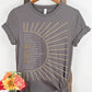 The Names of God Hebrew Christian Old Testament Bible List Sunshine T-Shirt, printed in gold and white on Asphalt Medium Gray Bella-Canvas 3001 t-shirt, women's soft unisex fit regular and plus size tee