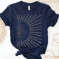 The Names of God Hebrew Christian Old Testament Bible List Sunshine T-Shirt, printed in gold and white on Navy Blue Bella-Canvas 3001 t-shirt, women's soft unisex fit regular and plus size tee