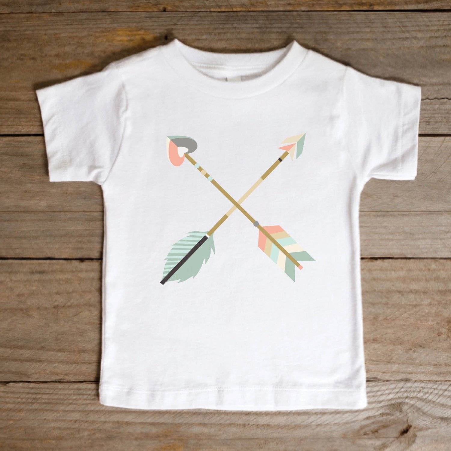 Cute girl & boy toddler 2T 3T 4T 5T size white Christian t-shirt with pastel boho criss-cross arrows for matching mommy-and-me Psalm 127 Raising a Quiver Full of Arrows bible verse women's tee