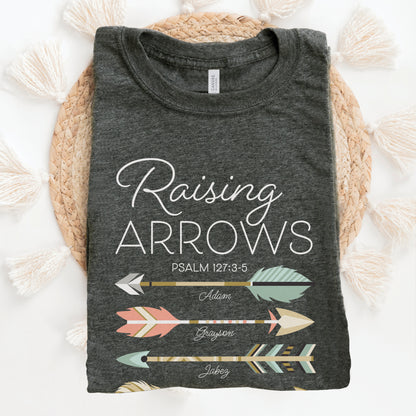 Raising Arrows Personalized Christian Mom T-Shirt - Add 6 Names