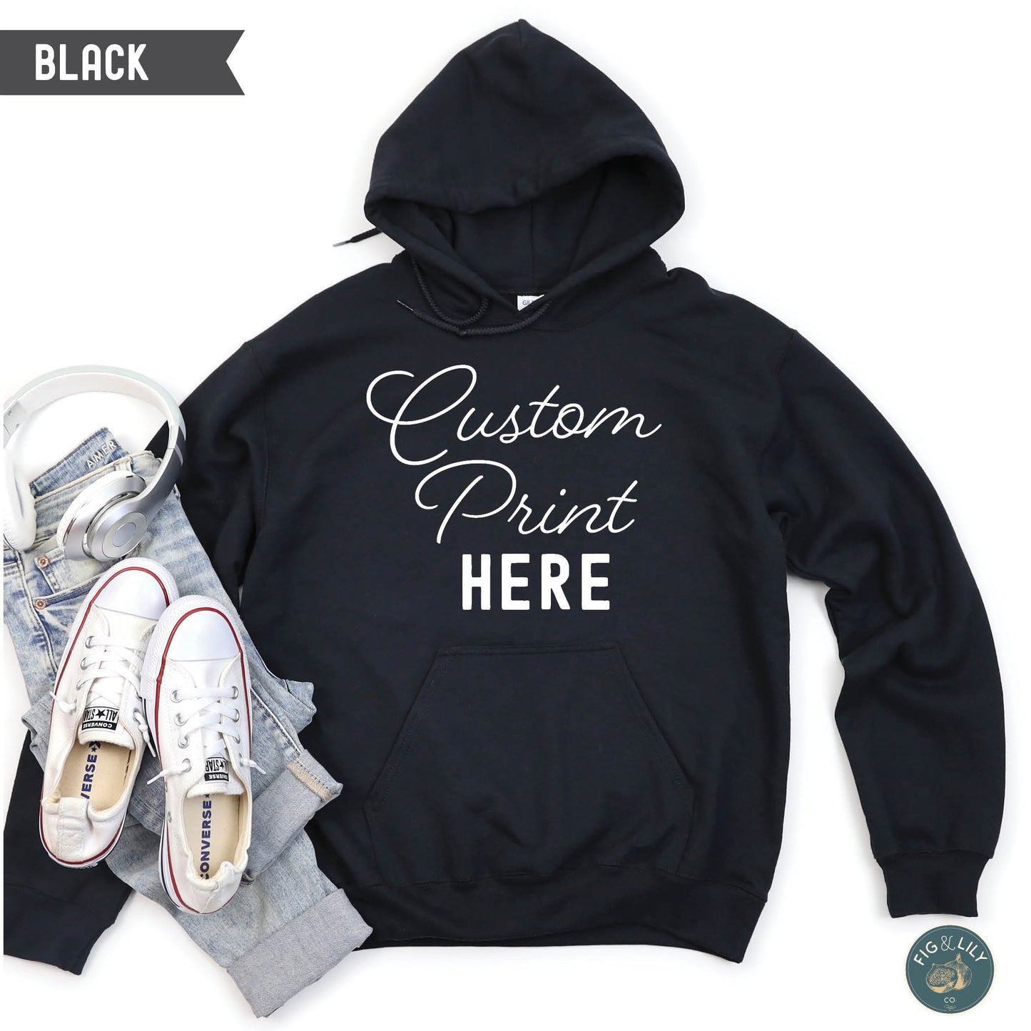 Black Unisex Hoodie, Custom Printed sweatshirt Design, Your Design Here, Personalized Design created just for you, digital proof approval included