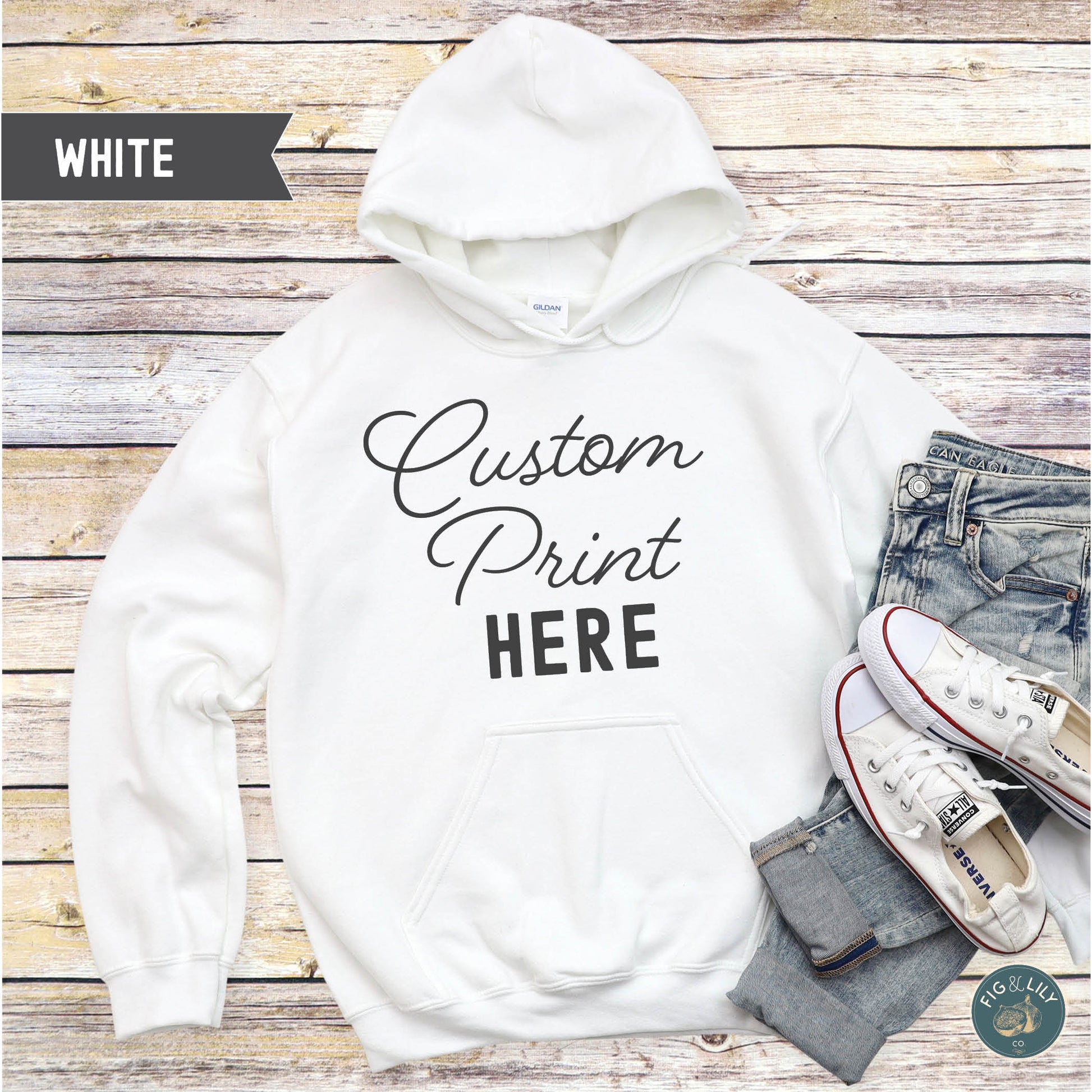 White Unisex Hoodie, Custom Printed sweatshirt Design, Your Design Here, Personalized Design created just for you, digital proof approval included