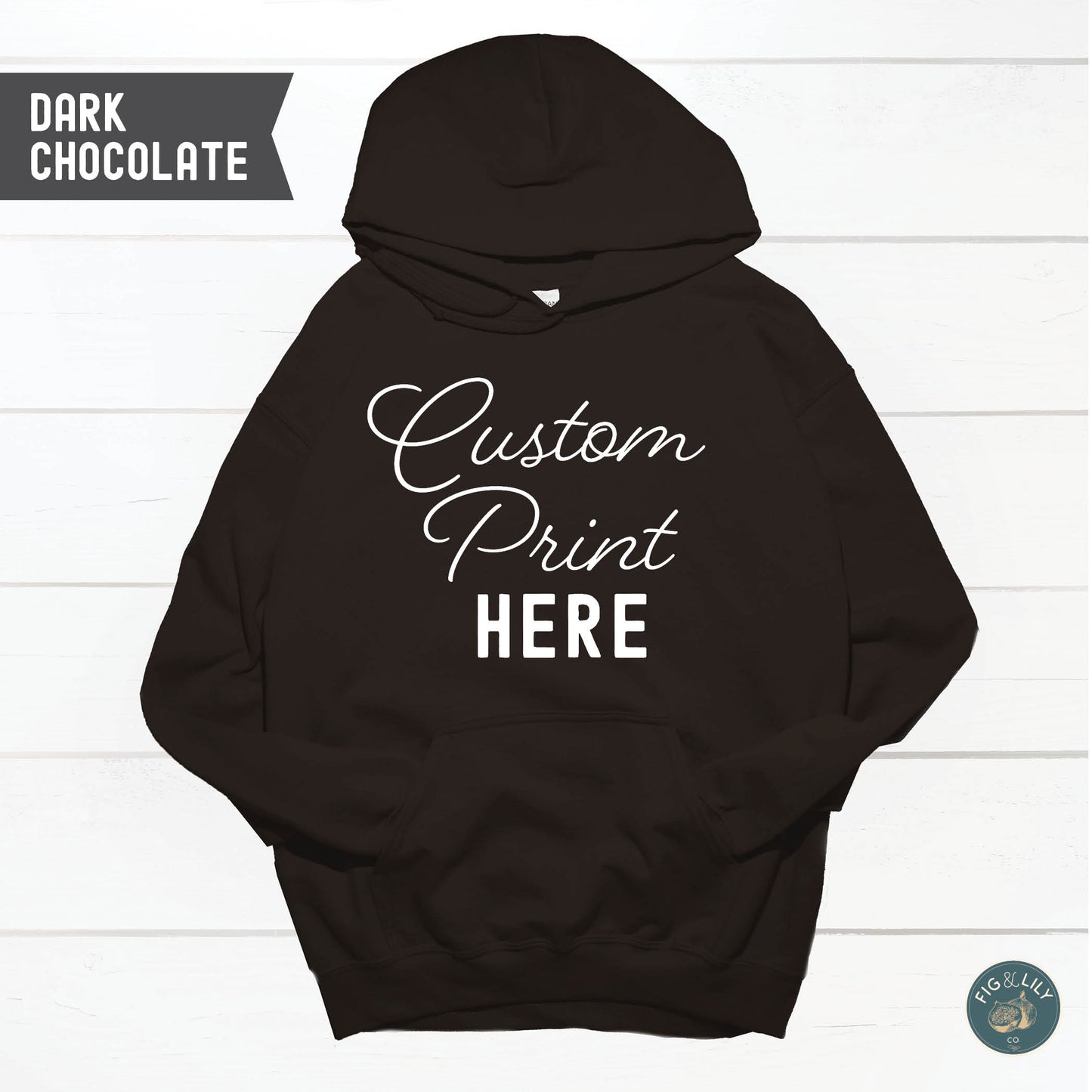 Dark Chocolate Brown Unisex Hoodie, Custom Printed sweatshirt Design, Your Design Here, Personalized Design created just for you, digital proof approval included