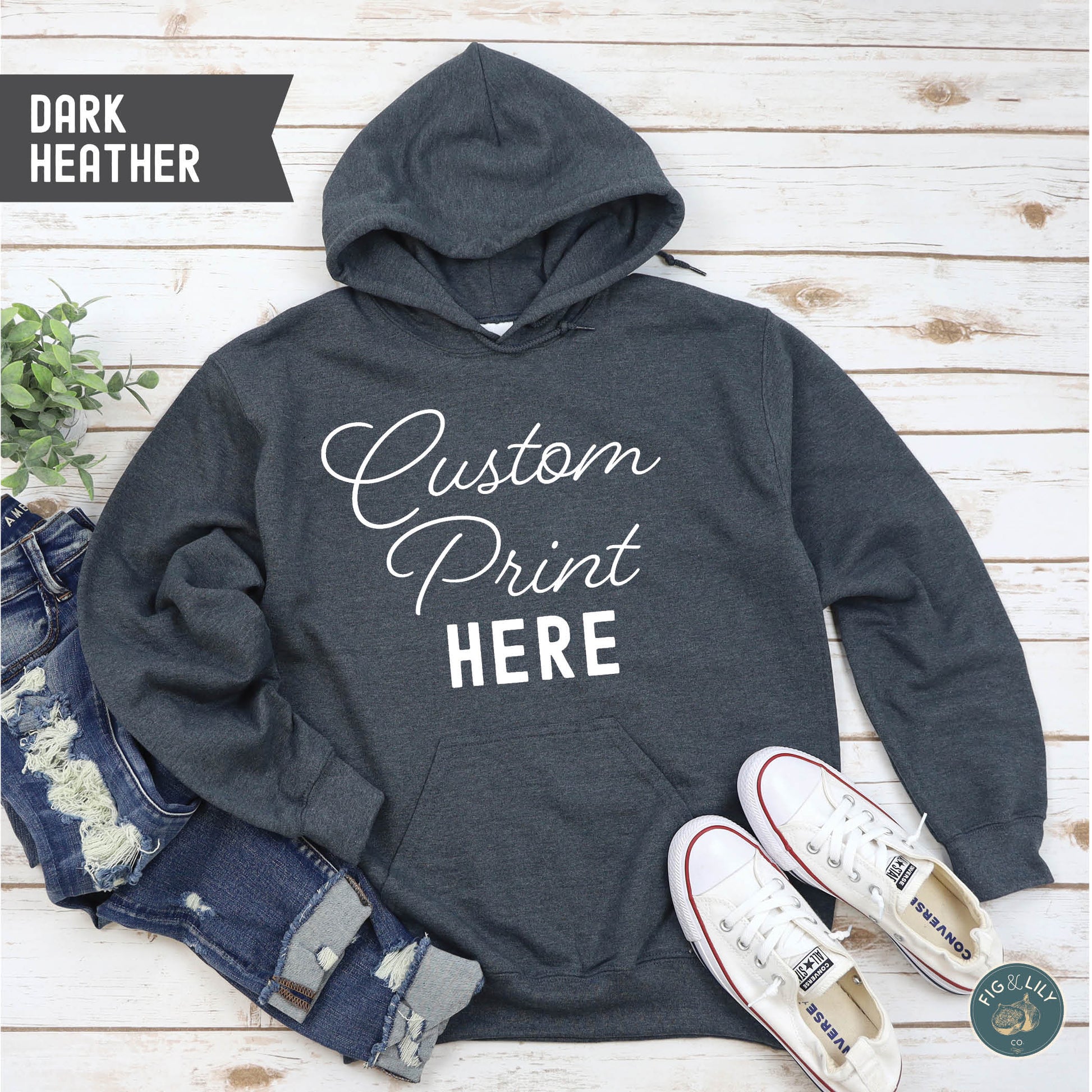 Heather Dark Gray Unisex Hoodie, Custom Print Design, Your Design Here, Personalized Design created just for you, digital proof approval included