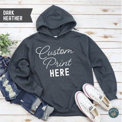 Heather Dark Gray Unisex Hoodie, Custom Print Design, Your Design Here, Personalized Design created just for you, digital proof approval included