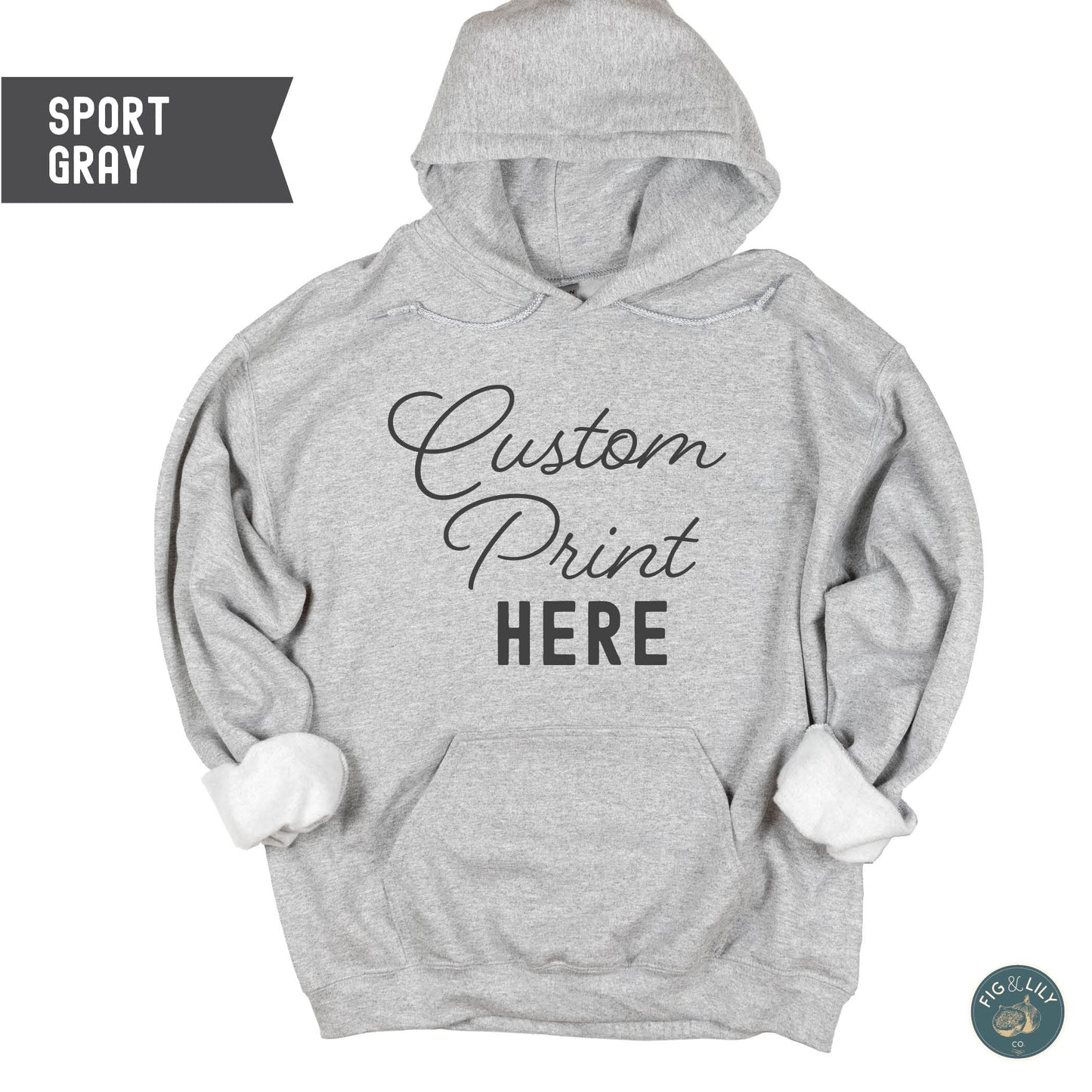 Sport Gray cozy Unisex Hoodie, Custom Printed sweatshirt Design, Your Design Here, Personalized Design created just for you, digital proof approval included