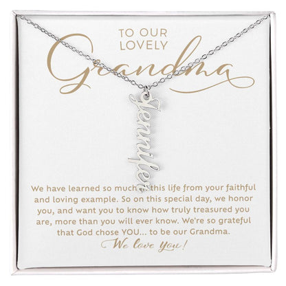 To Our Lovely Grandma Custom Grandchildren Gold Name Necklace Gift